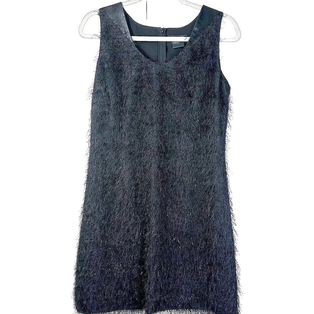 Armani exchange Little Black Dress Leather accents sparkly eyelash fringe Unique